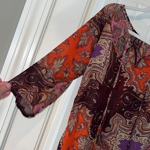 Stitch fix papermoon boho Flowy blouse top size small semi sheer 3/4 sleeve - Picture 2 of 7